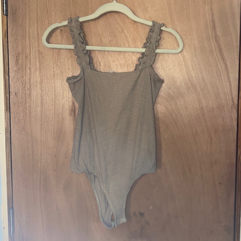 Tan ribbed bodysuit